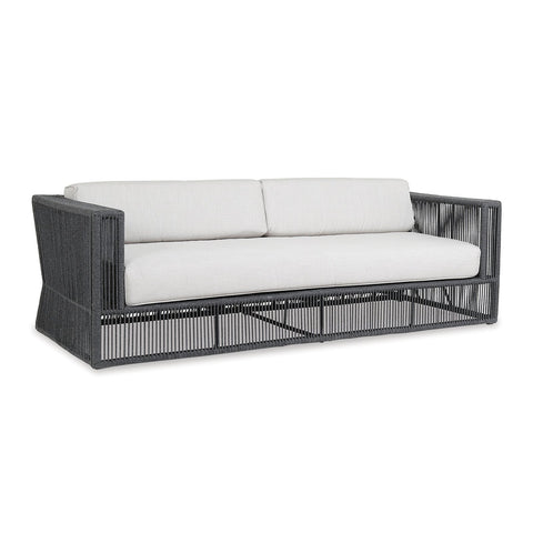 Sunset West Milano Charcoal Grey Rope Wrapped Sofa With Sunbrella Cushions In Echo Ash - 4101-23