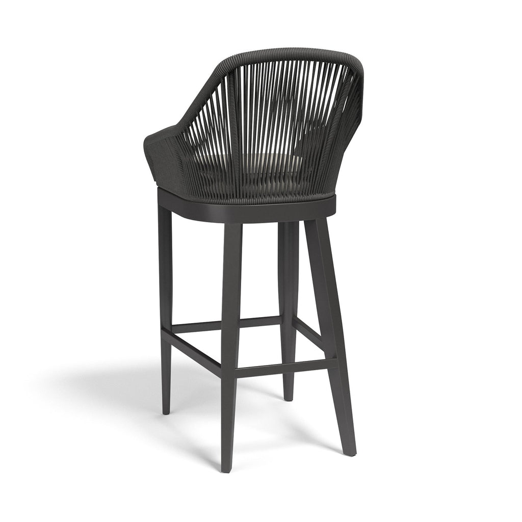 Sunset West Milano Charcoal Grey Rope Wrapped Barstool With Sunbrella Cushion In Echo Ash - 4101-7B