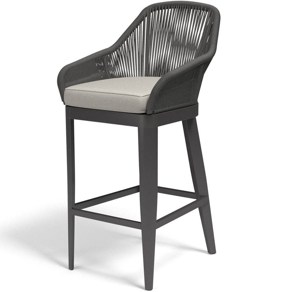 Sunset West Milano Charcoal Grey Rope Wrapped Barstool With Sunbrella Cushion In Echo Ash - 4101-7B