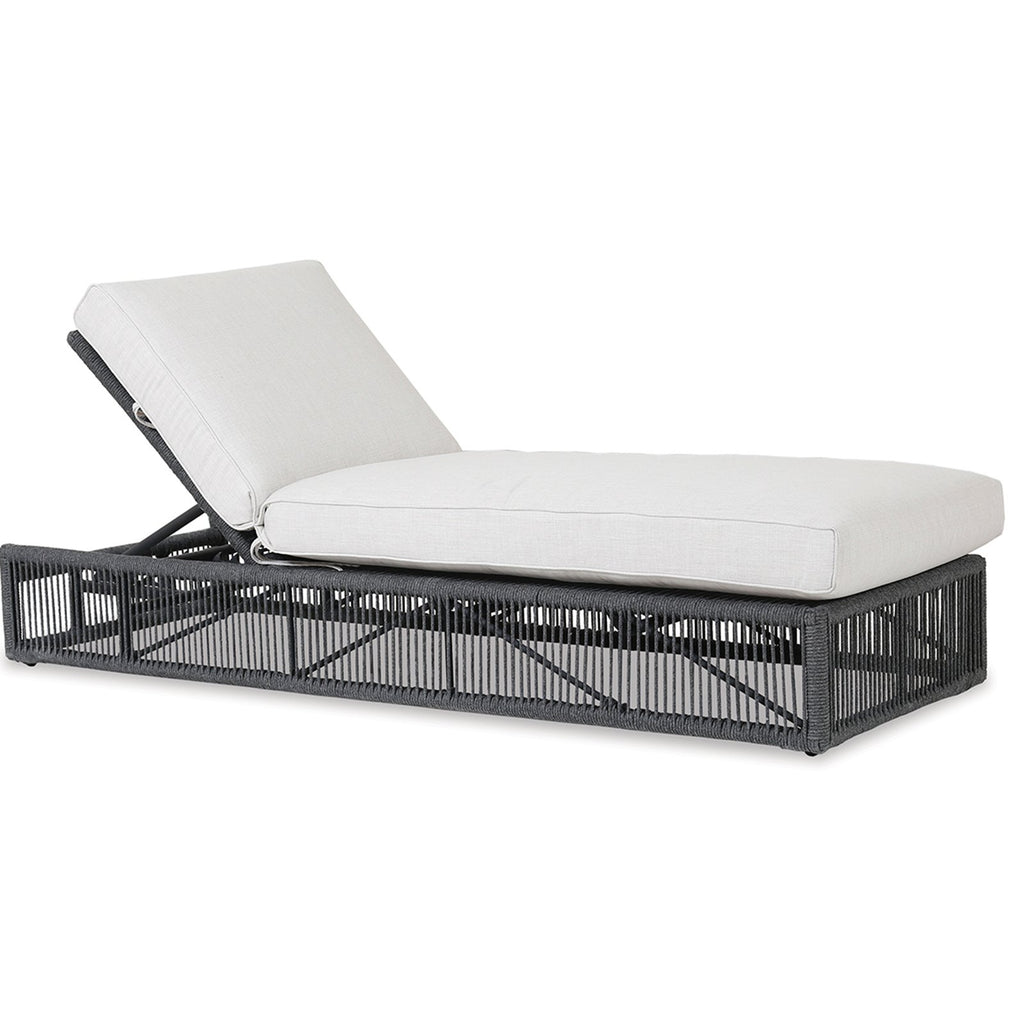 Sunset West Milano Charcoal Grey Rope Wrapped Single Adjustable Chaise With Sunbrella Cushions In Echo Ash - 4101-9