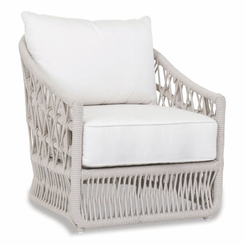Sunset West Dana Natural Rope Wrapped Club Chair With Sunbrella Fabric Cushions In Linen Canvas - 4301-21