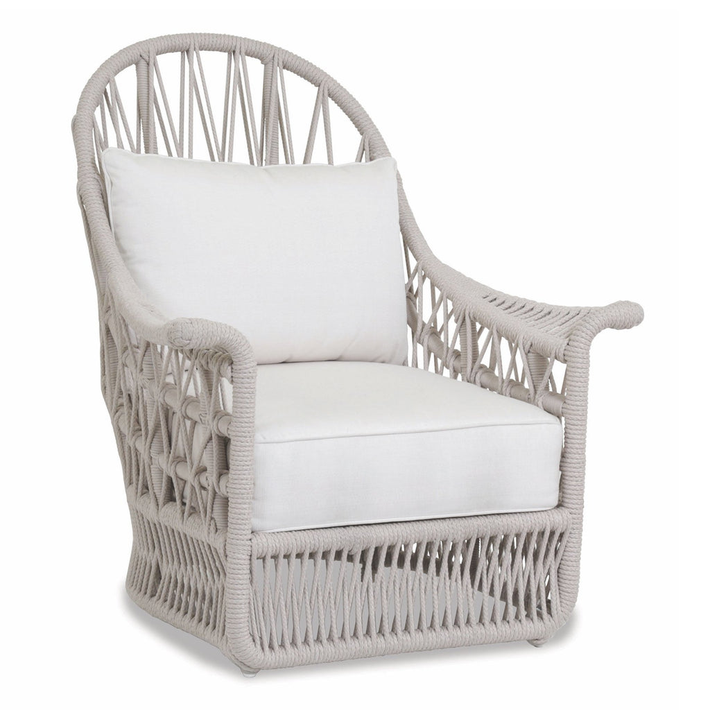 Sunset West Dana Natural Rope Wrapped Wing Chair With Sunbrella Fabric Cushions In Linen Canvas - 4301-21W