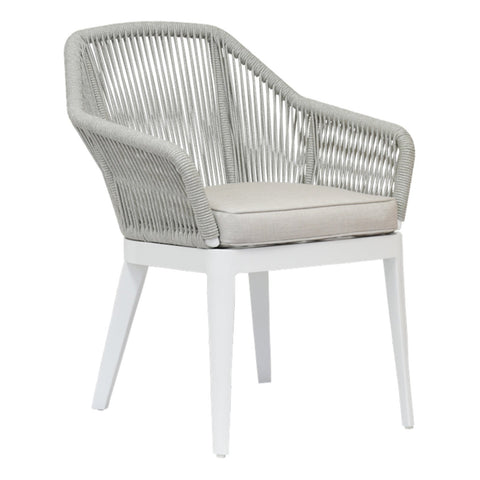Sunset West Miami Frost Rope Wrapped Dining Chair With Sunbrella Cushion In Echo Ash - 4401-1