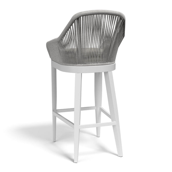 Sunset West Miami Frost Rope Wrapped Barstool With Sunbrella Cushion In Echo Ash - 4401-7B