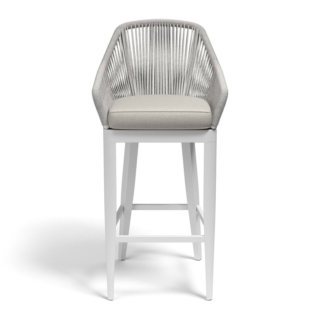 Sunset West Miami Frost Rope Wrapped Barstool With Sunbrella Cushion In Echo Ash - 4401-7B