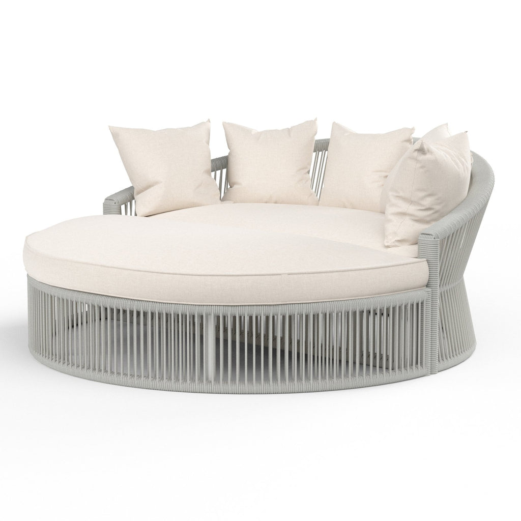 Sunset West Miami 67-Inch Round Frost Rope Wrapped Daybed With Sunbrella Cushions In Echo Ash - 4401-99