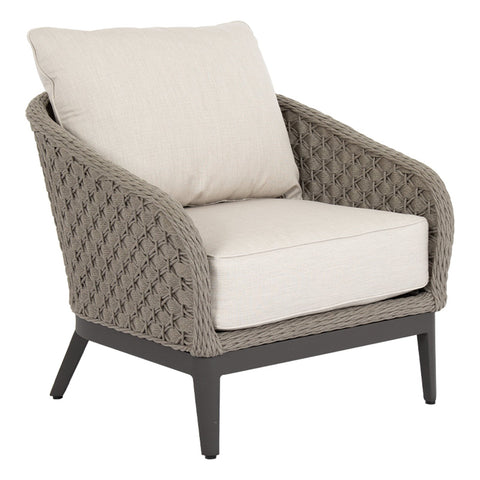 Sunset West Marbella Weather Stone Grey Rope Wrapped Club Chair With Sunbrella Cushions In Echo Ash - 4501-21