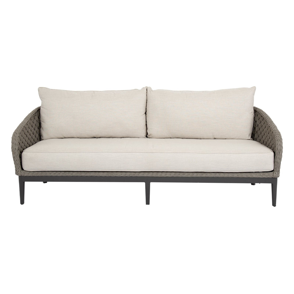 Sunset West Marbella Weather Stone Grey Rope Wrapped Sofa With Sunbrella Cushions In Echo Ash - 4501-23