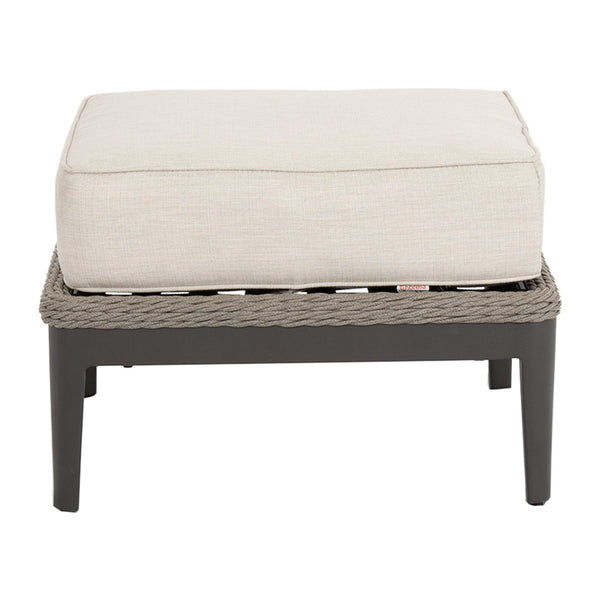 Sunset West Marbella Weather Stone Grey Rope Wrapped Ottoman With Sunbrella Cushion In Echo Ash - 4501-OTT