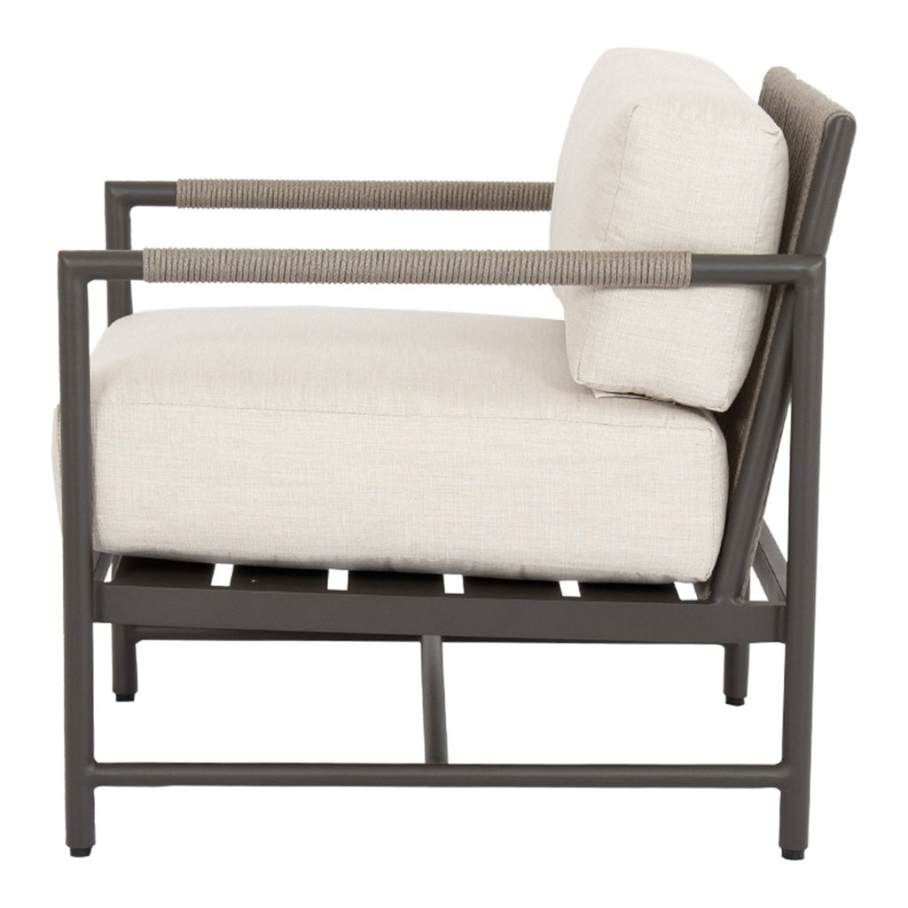 Sunset West Pietra Club Chair With Matte Graphite Frame and Sunbrella Fabric Cushions In Echo Ash - 4601-21