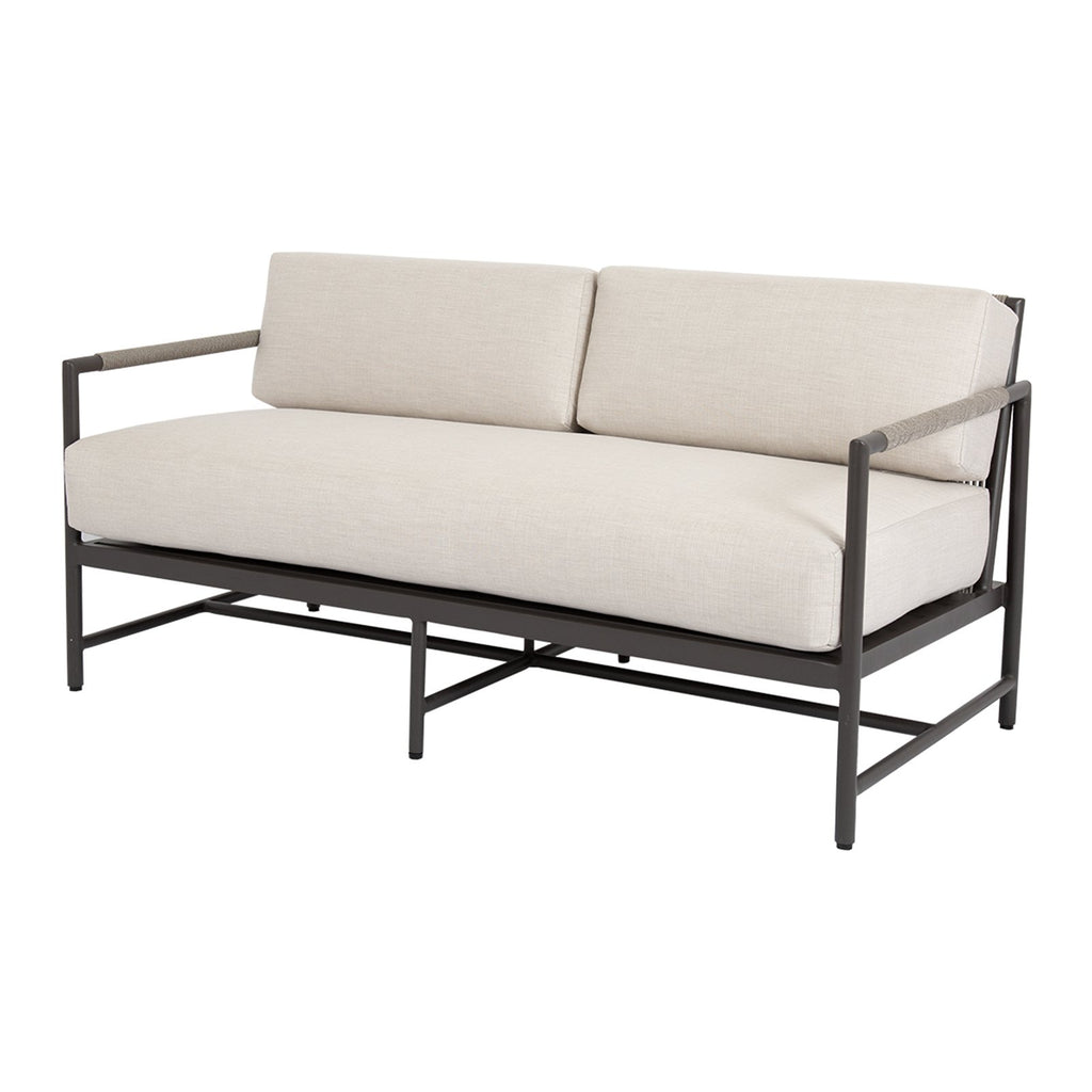 Sunset West Pietra Loveseat With Matte Graphite Frame and Sunbrella Fabric Cushions In Echo Ash - 4601-22