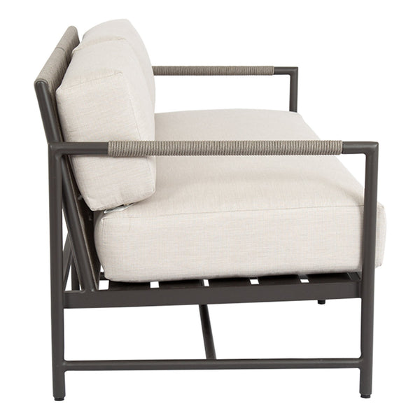 Sunset West Pietra Loveseat With Matte Graphite Frame and Sunbrella Fabric Cushions In Echo Ash - 4601-22