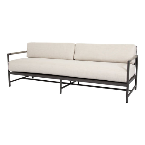 Sunset West Pietra Sofa With Matte Graphite Frame and Sunbrella Fabric Cushion In Echo Ash - 4601-23