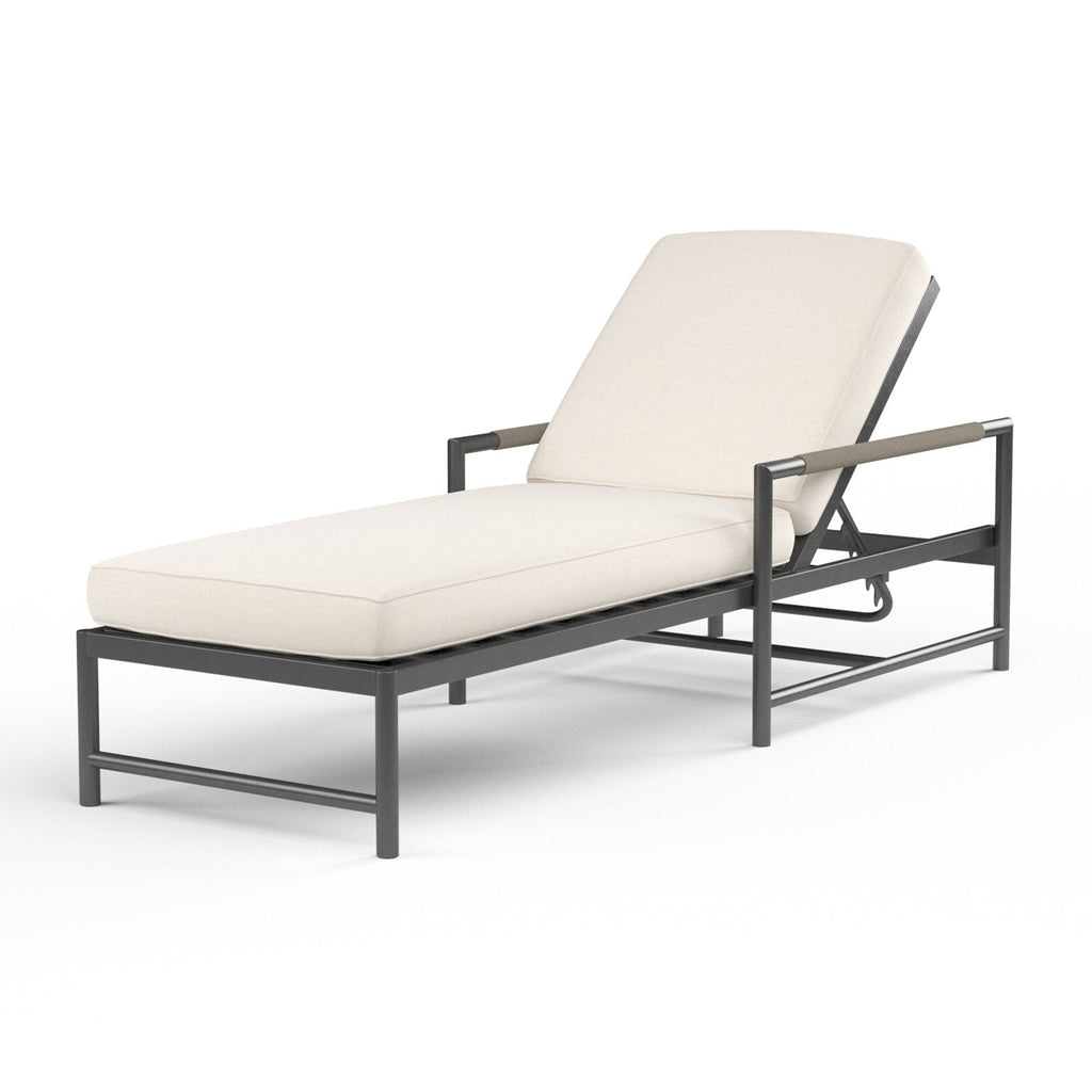 Sunset West Pietra Single Adjustable Chaise With Matte Graphite Frame and Sunbrella Fabric Cushions In Echo Ash - 4601-9
