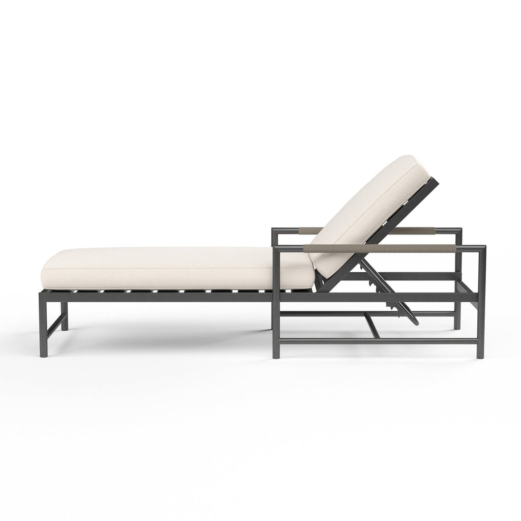 Sunset West Pietra Single Adjustable Chaise With Matte Graphite Frame and Sunbrella Fabric Cushions In Echo Ash - 4601-9