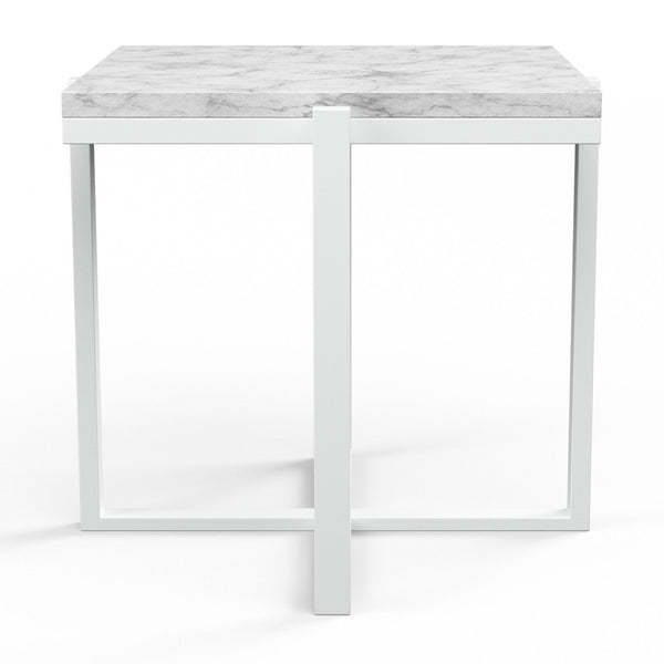 Sunset West 22-Inch Square End Table With Frost Frame and Honed Carrara Marble Top - 4707-ET