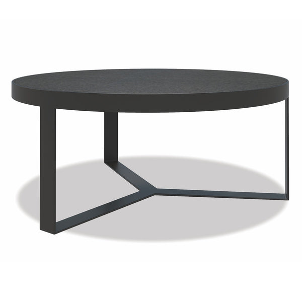 Sunset West Contemporary 38-Inch Round Coffee Table With Graphite Frame and Honed Granite Top - 4715-CT