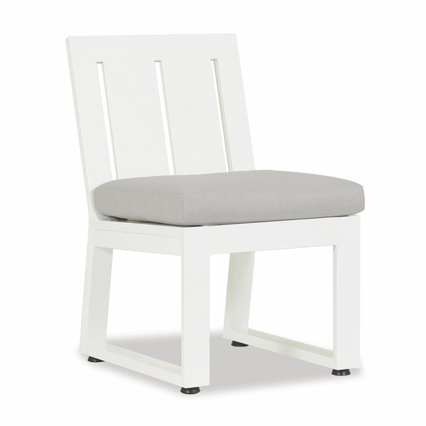 Sunset West Newport Armless Dining Chair With Satin Frost Frame and Sunbrella Fabric Cushion In Cast Silver - 4801-1A