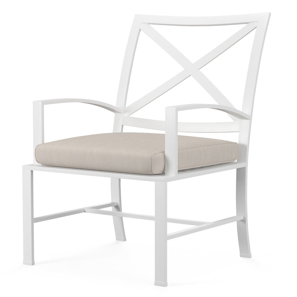 Sunset West Bristol Dining Chair With Frost Frame And Sunbrella Fabric Cushion In Canvas Flax - 501-1
