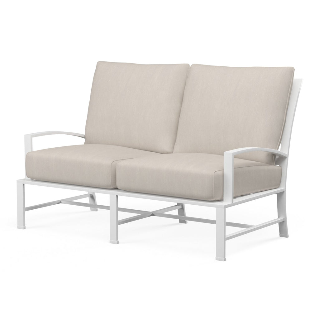 Sunset West Bristol Loveseat With Frost Frame And Sunbrella Fabric Cushions In Canvas Flax - 501-22