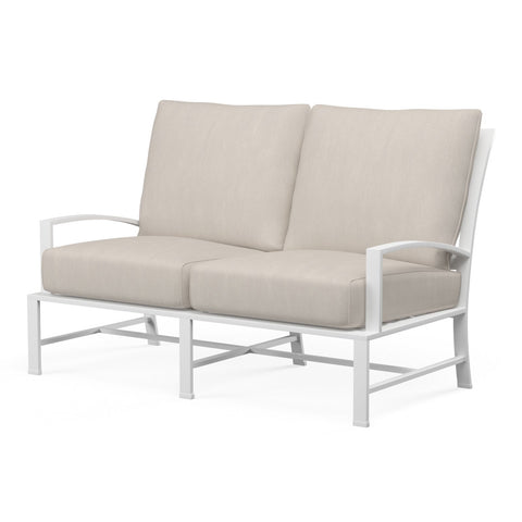 Sunset West Bristol Loveseat With Frost Frame And Sunbrella Fabric Cushions In Canvas Flax - 501-22