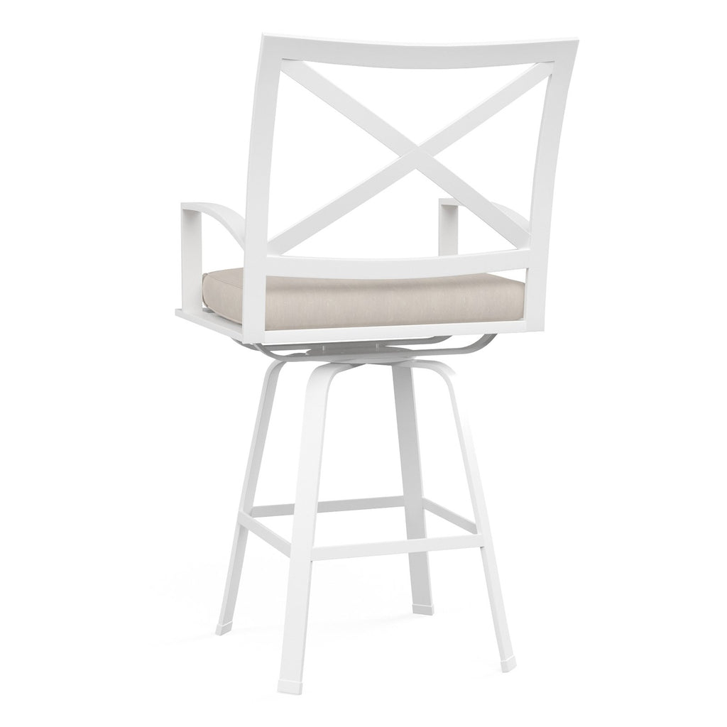 Sunset West Bristol Swivel Barstool With Frost Frame And Sunbrella Fabric Cushion In Canvas Flax - 501-7B