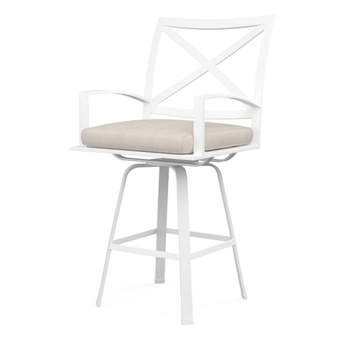 Sunset West Bristol Swivel Counter Stool With Frost Frame And Sunbrella Fabric Cushion In Canvas Flax - 501-7C