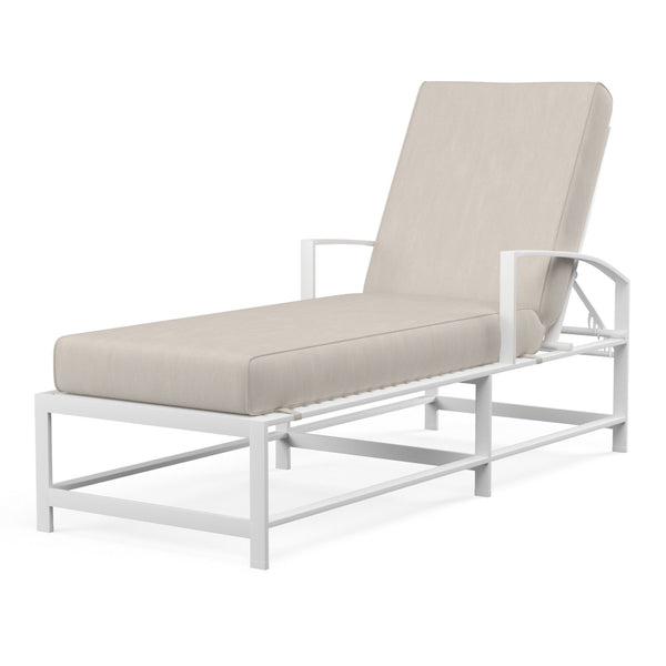 Sunset West Bristol Adjustable Single Chaise With Frost Frame And Sunbrella Fabric Cushions In Canvas Flax - 501-9
