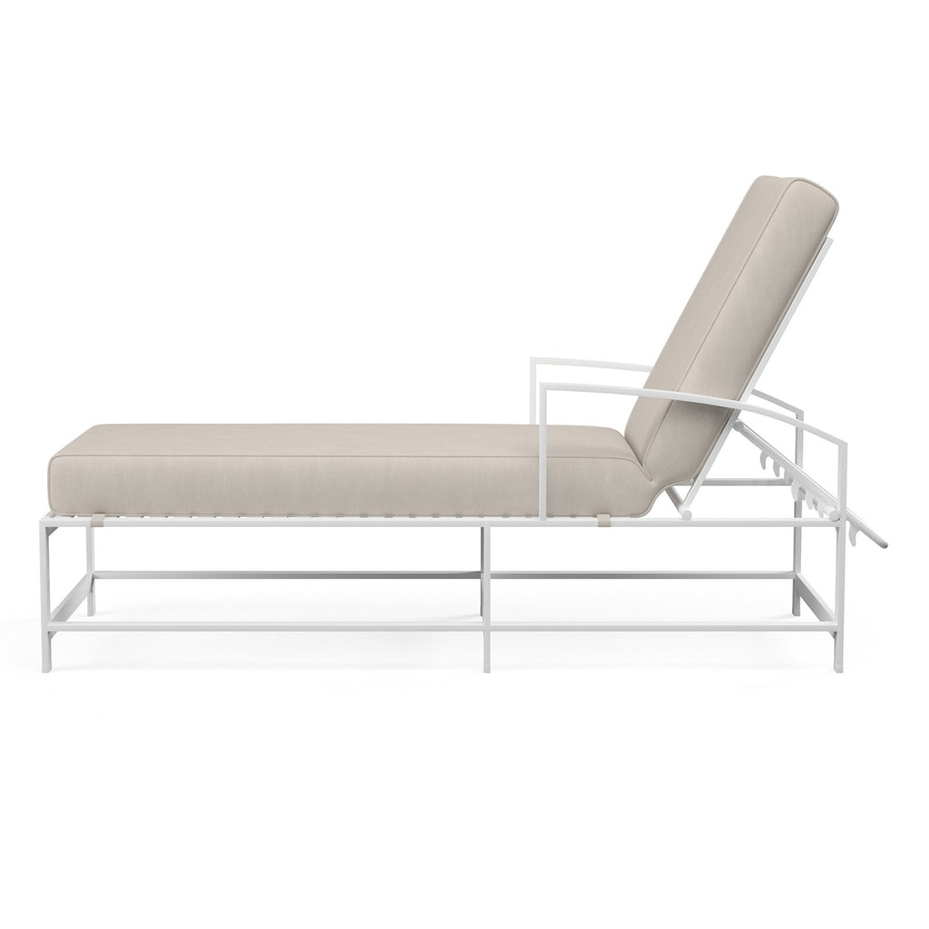 Sunset West Bristol Adjustable Single Chaise With Frost Frame And Sunbrella Fabric Cushions In Canvas Flax - 501-9