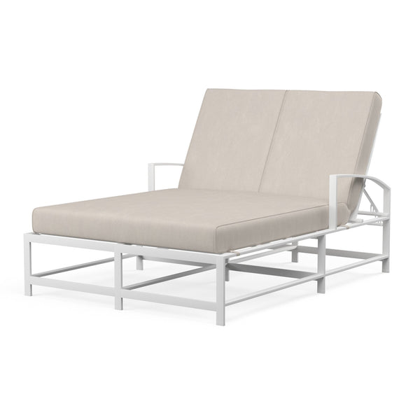 Sunset West Bristol Double Adjustable Chaise With Frost Frame And Sunbrella Fabric Cushions In Canvas Flax - 501-99