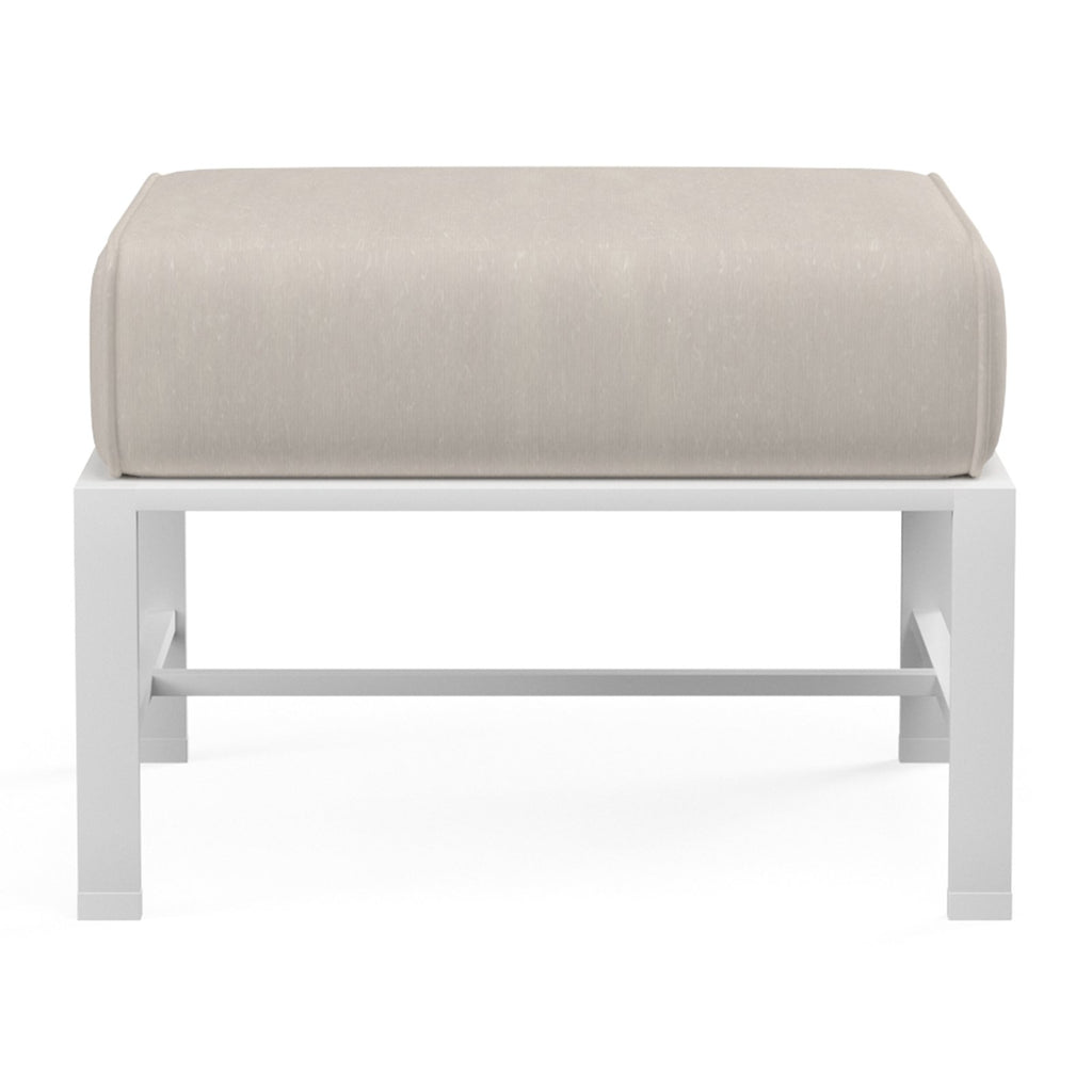Sunset West Bristol Ottoman With Frost Frame And Sunbrella Fabric Cushion In Canvas Flax - 501-OTT