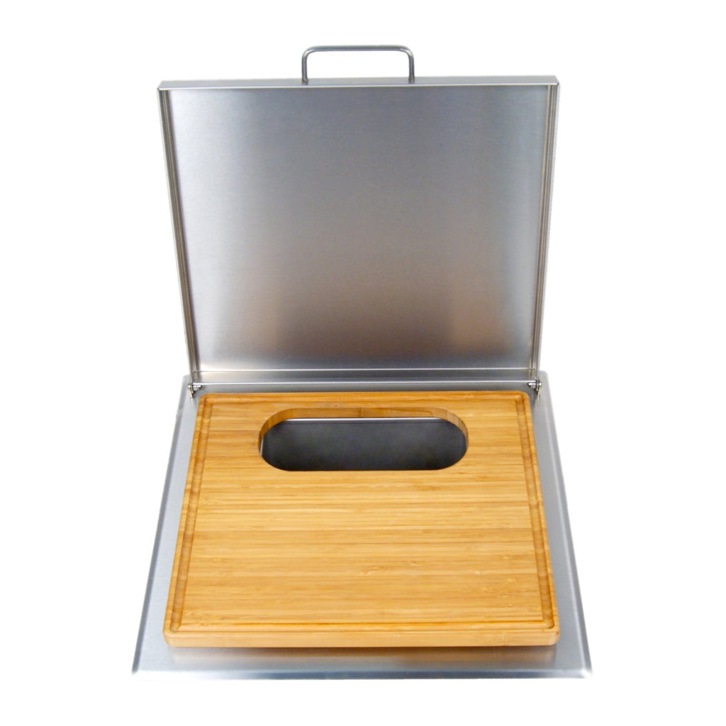 Fire Magic Counter Trash Chute With Cutting Board and Stainless Steel Cover - 53816
