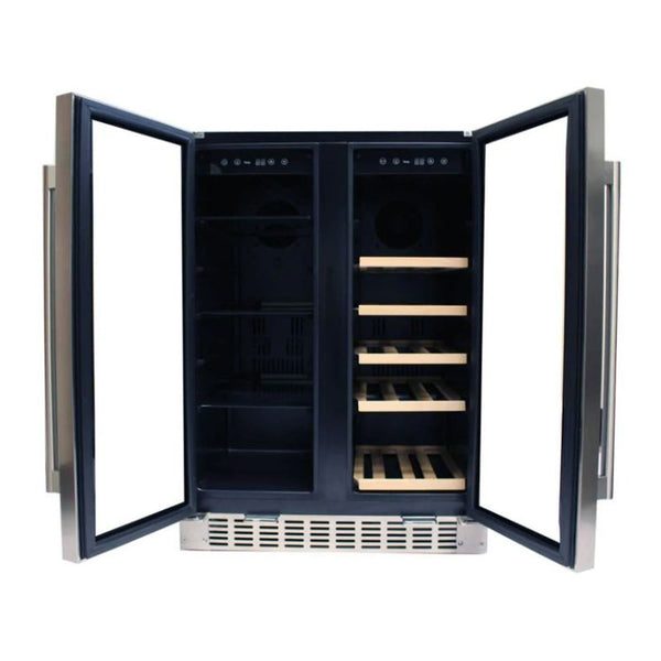 Azure 24-Inch Dual Zone Beverage or Wine Center w/ Stainless Steel Trim Glass Door - A124DZ-S