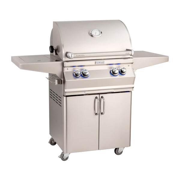Fire Magic Aurora A430s 24-Inch Natural Gas Freestanding Grill w/ Flush Mounted Single Side Burner, Backburner, Rotisserie Kit and Analog Thermometer - A430S-8EAN-62