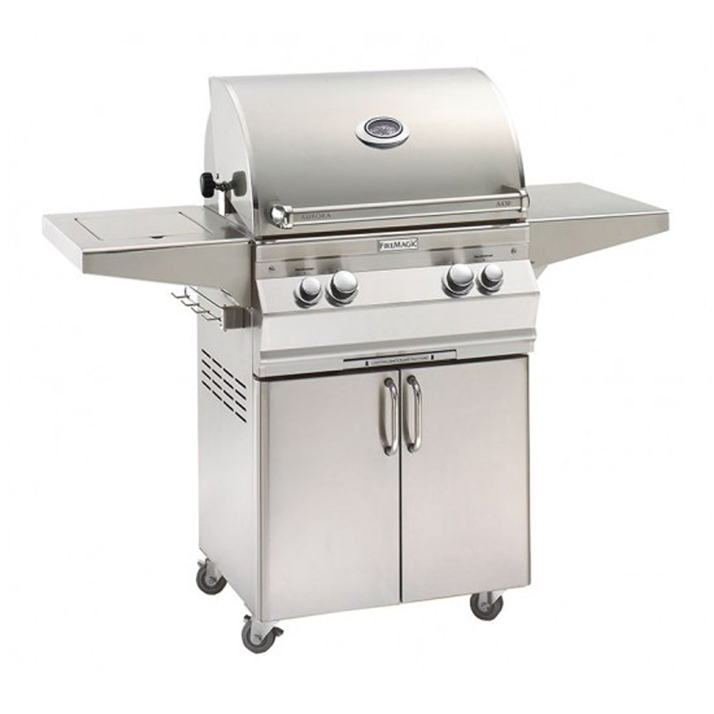 Fire Magic Aurora A430s 24-Inch Propane Gas Freestanding Grill w/ Backburner, Rotisserie Kit and Analog Thermometer - A430S-8EAP-61