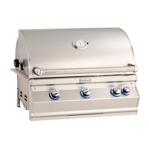 Fire Magic Aurora A540i 30-Inch Propane Gas Built-In Grill w/ Backburner, Rotisserie Kit and Analog Thermometer - A540I-8EAP