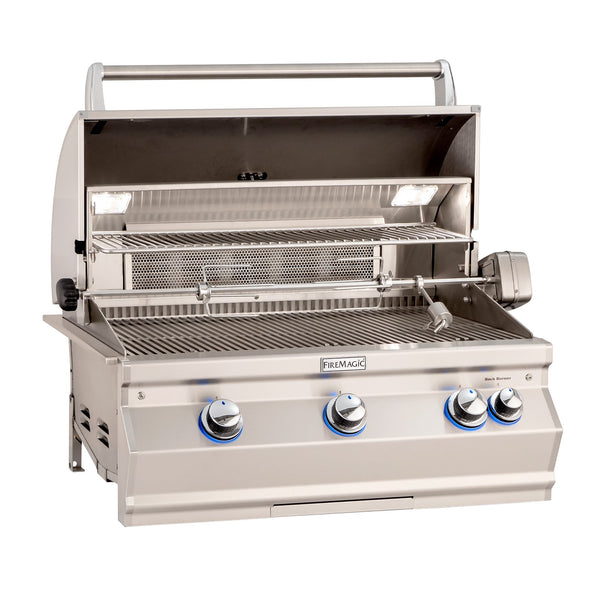 Fire Magic Aurora A540i 30-Inch Propane Gas Built-In Grill w/ Backburner, Rotisserie Kit and Analog Thermometer - A540I-8EAP