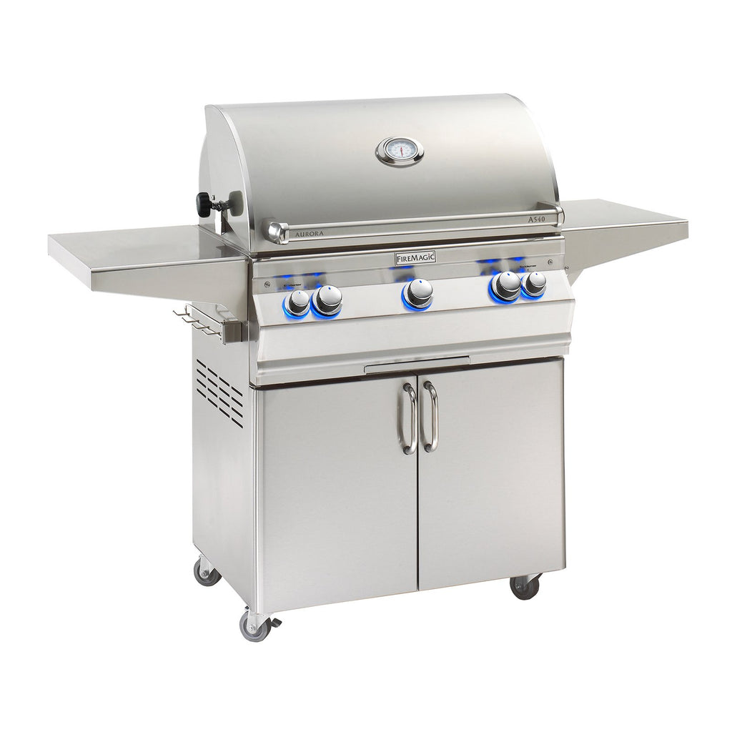 Fire Magic Aurora A540s 30-Inch Natural Gas Freestanding Grill w/ Backburner, Rotisserie Kit and Analog Thermometer - A540S-8EAN-61