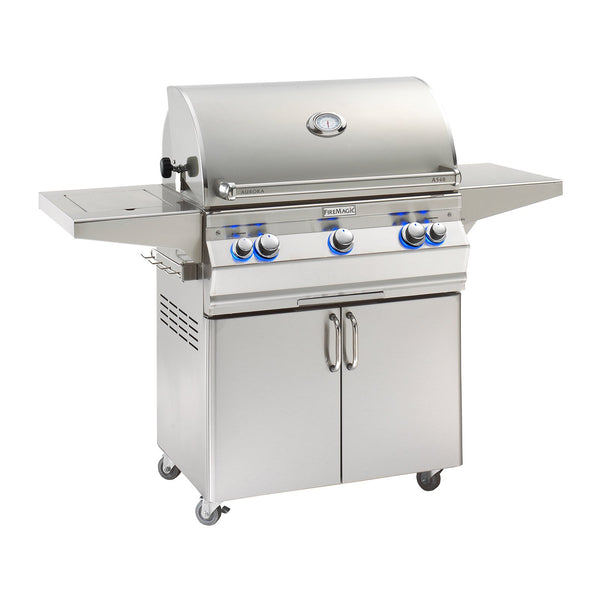 Fire Magic Aurora A540s 30-Inch Natural Gas Freestanding Grill w/ Flush Mounted Single Side Burner, Backburner, Rotisserie Kit and Analog Thermometer - A540S-8EAN-62