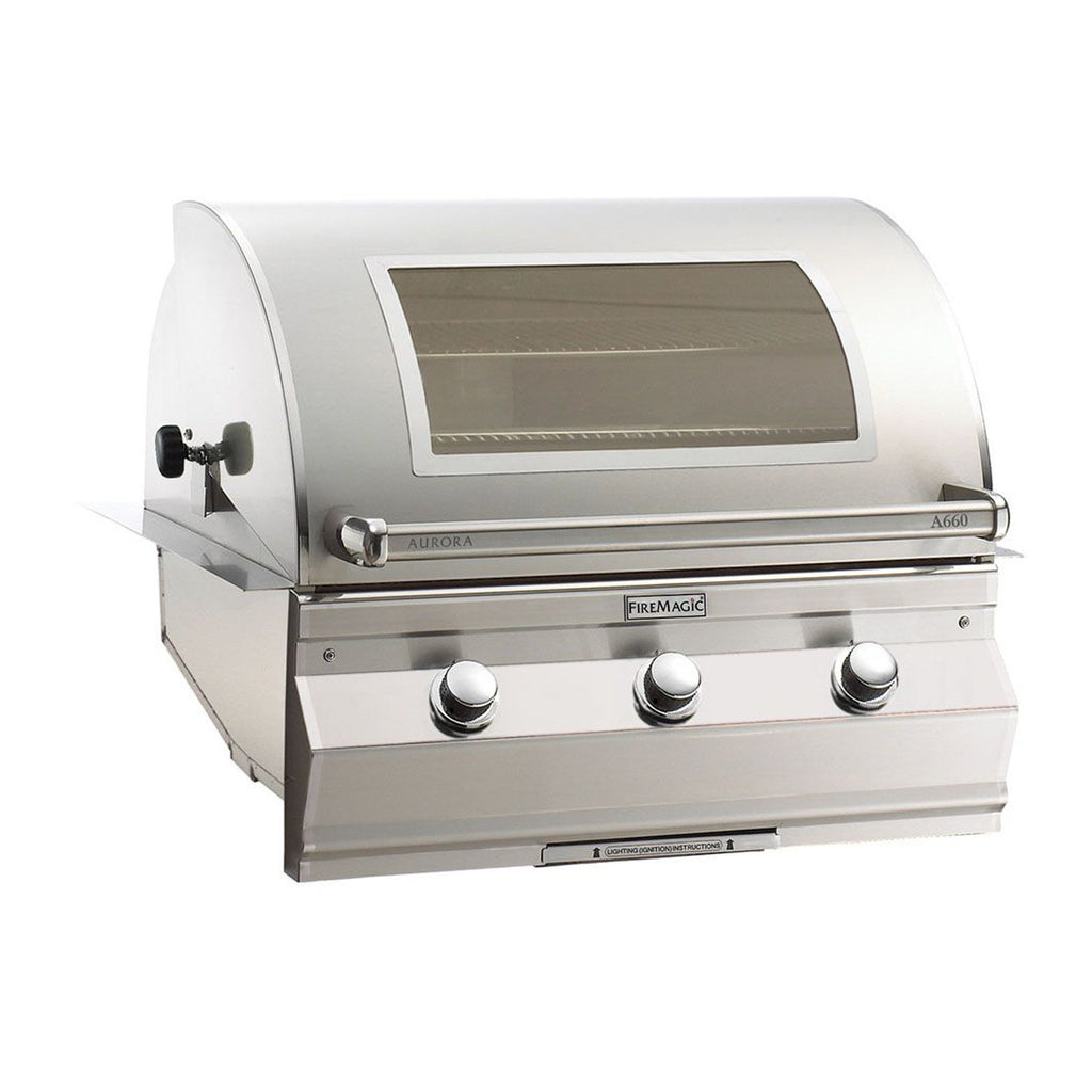 Fire Magic Aurora A660i 30-Inch Propane Gas Built-In Grill w/ 1 Sear Burner, Magic View Window and Analog Thermometer - A660I-7LAP-W