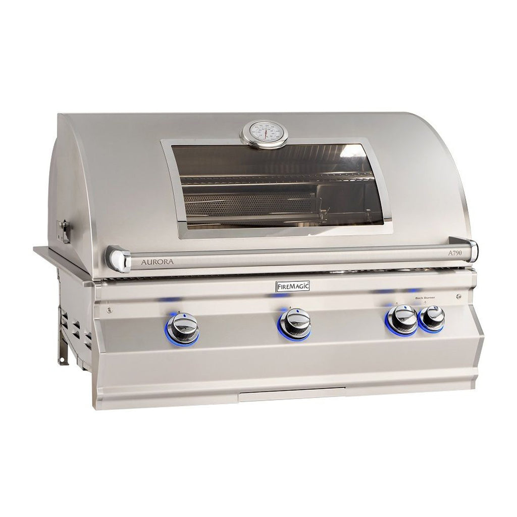 Fire Magic Aurora A790i 36-Inch Propane Gas Built-In Grill w/ 1 Sear Burner, Magic View Window and Analog Thermometer - A790I-7LAP-W