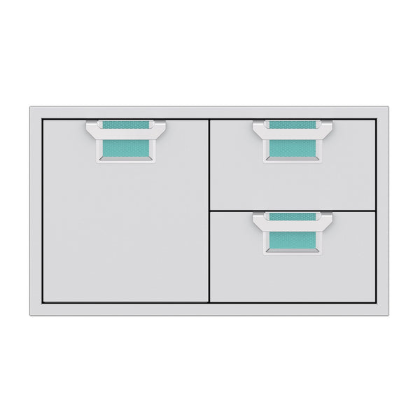 Aspire by Hestan 36-Inch Double Drawer and Storage Door Combination (Bora Bora Turquoise) - AESDR36-TQ