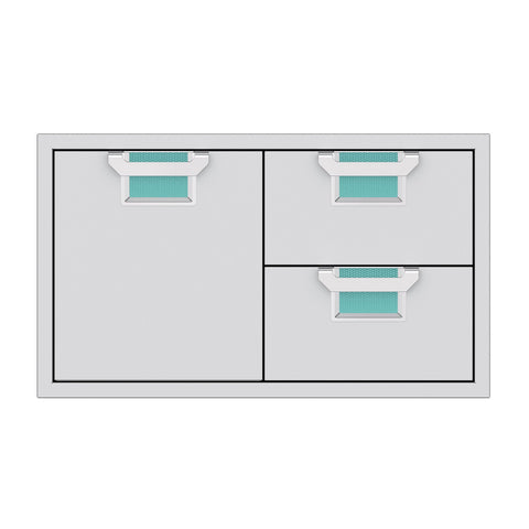 Aspire by Hestan 36-Inch Double Drawer and Storage Door Combination (Bora Bora Turquoise) - AESDR36-TQ