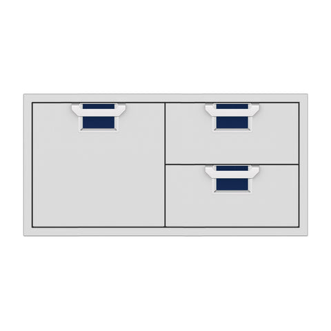 Aspire by Hestan 42-Inch Double Drawer and Storage Door Combination (Orion Dark Blue) - AESDR42-DB