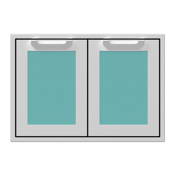Hestan 30-Inch Double Access Doors w/ Recessed Marquise Accented Panels in Turquoise - AGAD30-TQ