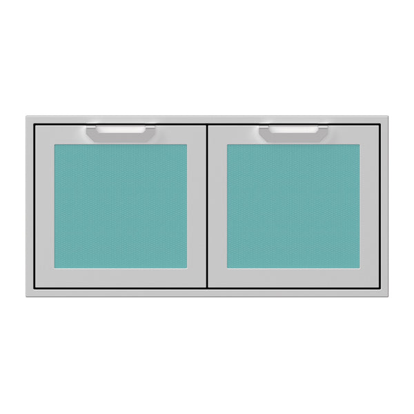 Hestan 42-Inch Double Access Doors w/ Recessed Marquise Accented Panels in Turquoise - AGAD42-TQ