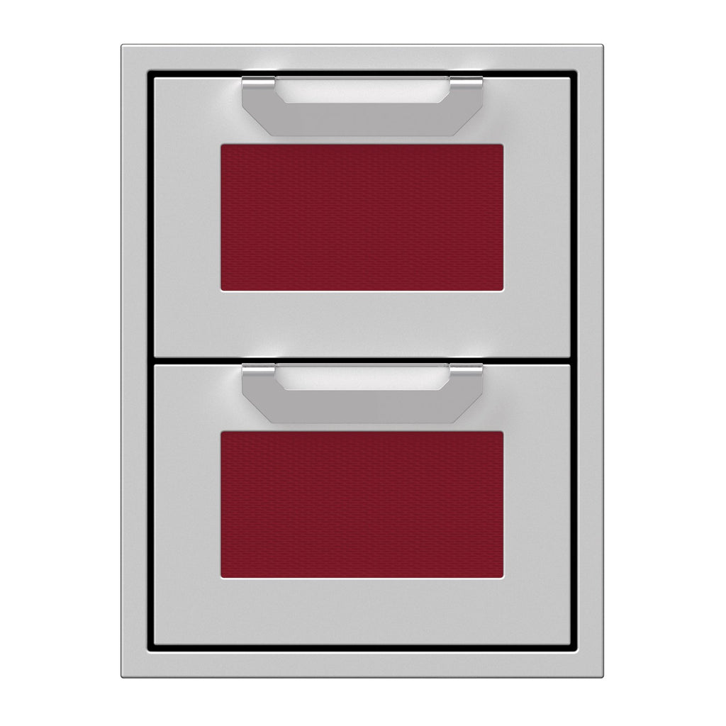 Hestan 16-Inch Double Drawers w/ Recessed Marquise Accented Panels in Burgundy - AGDR16-BG