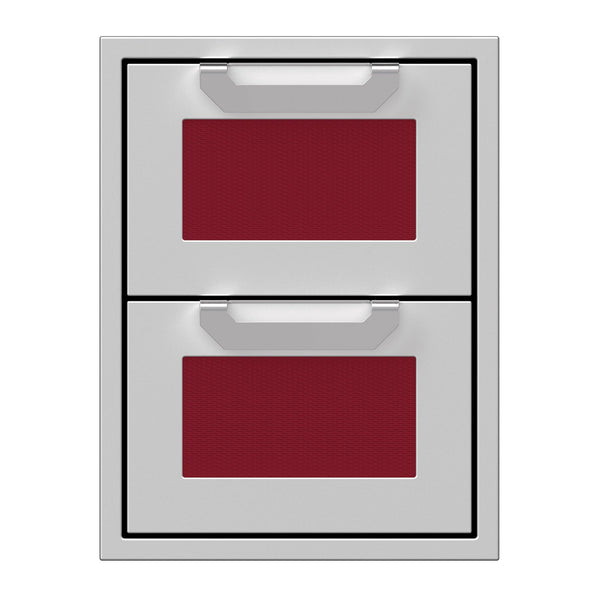 Hestan 16-Inch Double Drawers w/ Recessed Marquise Accented Panels in Burgundy - AGDR16-BG