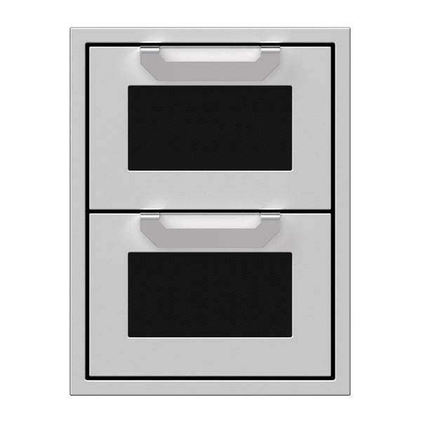 Hestan 16-Inch Double Drawers w/ Recessed Marquise Accented Panels in Black - AGDR16-BK