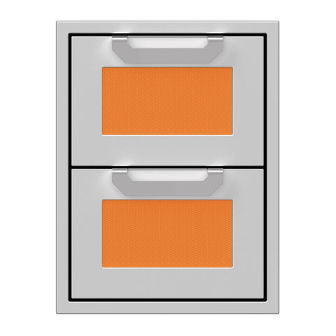 Hestan 16-Inch Double Drawers w/ Recessed Marquise Accented Panels in Orange - AGDR16-OR